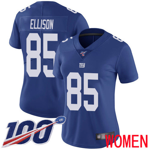 Women New York Giants #85 Rhett Ellison Royal Blue Team Color Vapor Untouchable Limited Player 100th Season Football NFL Jersey->women nfl jersey->Women Jersey